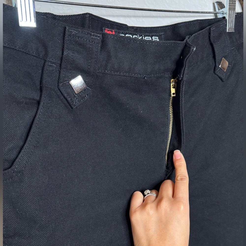 Rockies Vintage 90s High Waist Studs Triangle Black Denim Jeans size 13/14 - Picture 4 of 11